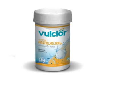 Cloro Pastillas Vulclor 200 Gr 1 Kg Disolución Lenta -  Vulcano 